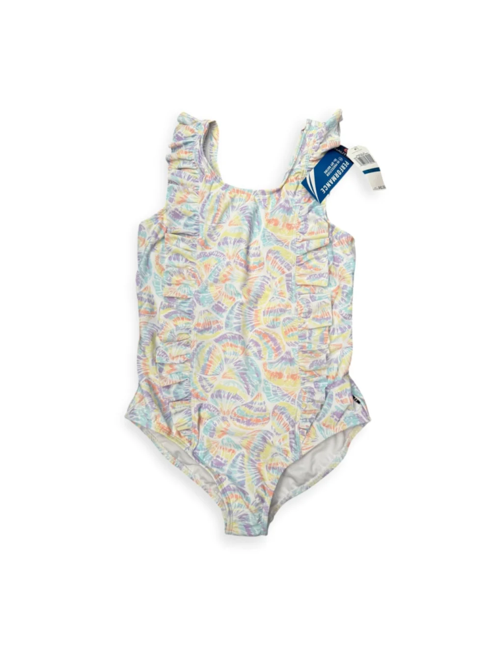 Nautica Girls XL 16 Pastel Seashell Ruffle One Piece Swimsuit NWT